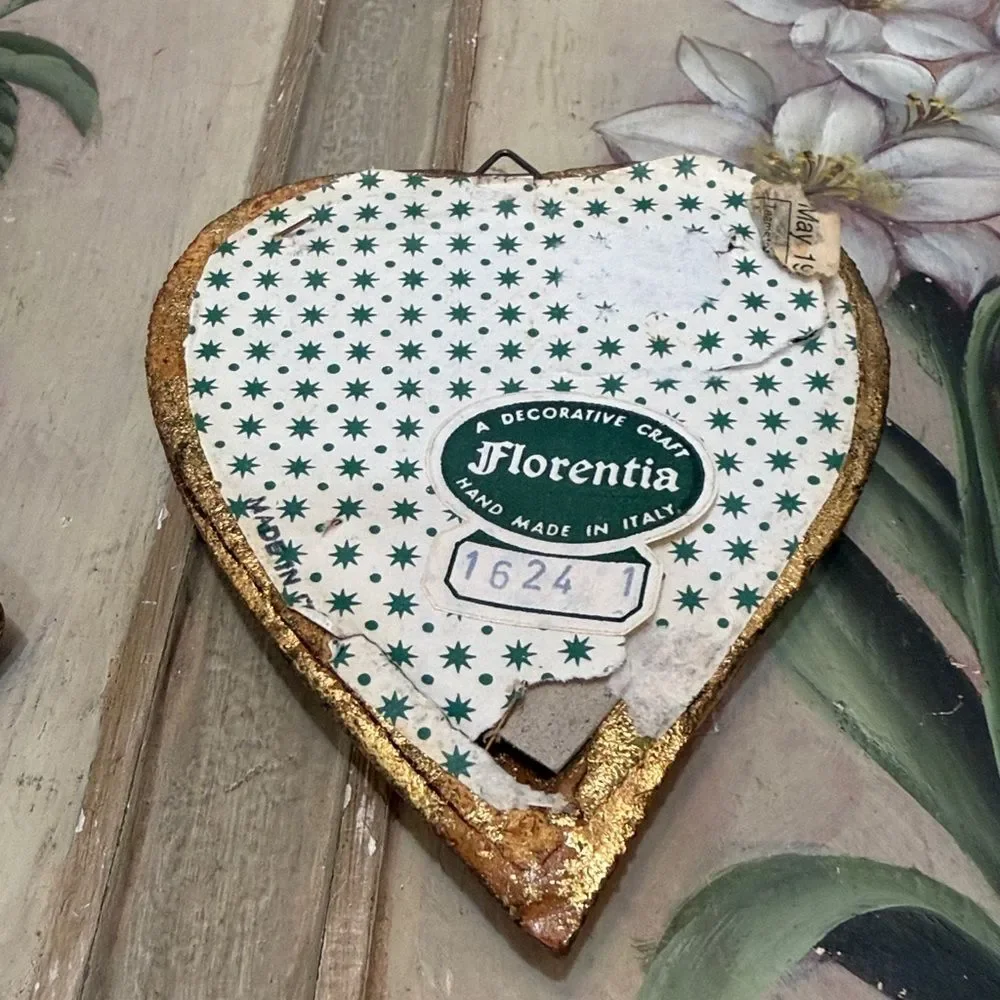Rare Graduated Set Vintage Florentia Heart Mirrors Original 60s Green Star Paper